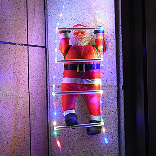 YQYAZL LED Kletterleiter Weihnachtsmann Spielzeug, LED klettern Leiter Weihnachtsmann Puppe mit Licht 8 blinkenden Modi Baum hängende Ornament/60 cm von YQYAZL