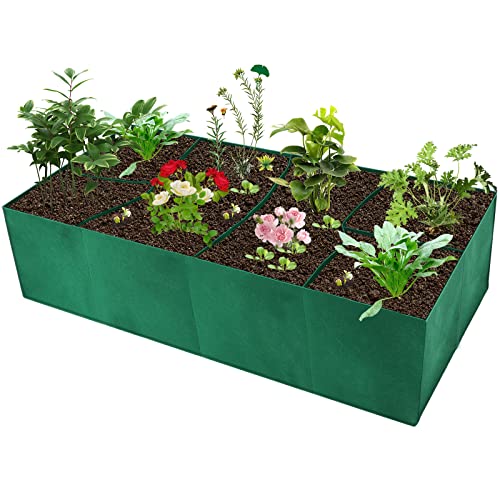 YQYAZL Stoff-Hochbeet, Gartenblumentopf, Gemüsebox, 6 geteilte Gitter, langlebig, rechteckig, Pflanztasche für Blumen, Pflanzen, Gemüse, Grün, 60 x 120 cm von YQYAZL