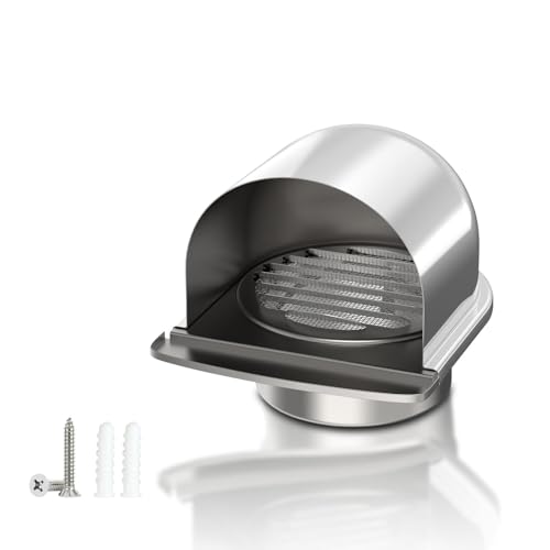 100mm LüFtungsgitter Abschlussgitter Insektenschutz, Lamellengitter Edelstahl Poliert Wetterschutzgitter LüFtungsöFfnungen FüR Badezimmer, HeimbüRo 60mm~150mm Silber(304 material,70mm(2.8in)) von YQYHNB