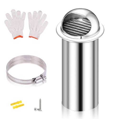 Abdeckung LüFtung 70mm~200mm, Abluftgitter Edelstahl 304, LüFtungsrohr Abdeckung, Mit Regen- Und Schneeschutzfunktion, Mit Insektennetz, Geeignet FüR Badezimmer KüChe BüRo Garage(D : 70mm;L : 300mm) von YQYHNB