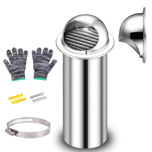 LüFtungsabdeckung 70mm~200mm Edelstahl LüFtungsgitter 304, Ablufthaube Erweiterte Version (100 Mm ~ 500 Mm) Geeignet FüR Badezimmer, KüChen, BüRos, Garagen, Schuppen(D : 180mm;L : 370mm) von YQYHNB