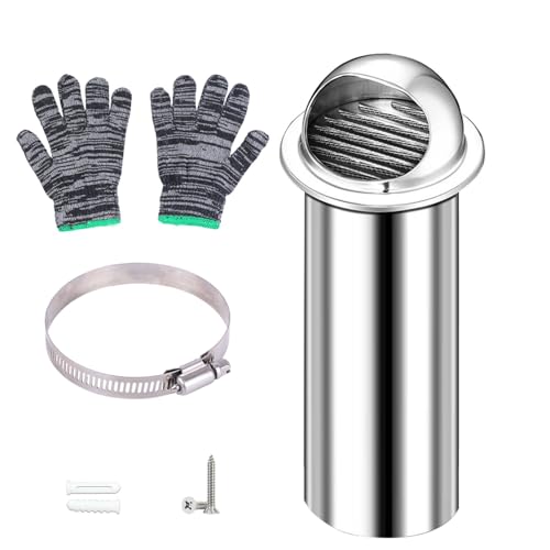 LüFtungsgitter Aussen Edelstahl 304, LüFtungsabdeckungen 70mm~200mm, Ablufthaube, Erweiterte Version (100 Mm ~ 500 Mm), Geeignet FüR Badezimmer, KüChen, BüRos, Garagen, Schuppen(D : 150mm;L : 100mm) von YQYHNB