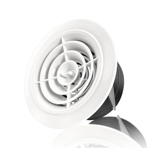 LüFtungsgitter Rund Verstellbarer, 150mm Kunststoff LüFtungsgitter, Abs Abluftgitter Rund, Schutzgitter, LüFtungsabdeckung Grille FüR Bad, Decke, Wand, KüChe(Schwarz,4 Pieces 125mm(5in)) von YQYHNB