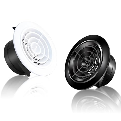 LüFtungsgitter Verstellbarer 125mm Vent Systems, LüFtungsabdeckung, Abs Abluftgitter Rund, Ventilation Grille FüR BelüFtung Zur Bad, Abluftschlauch, Wand, KüChe(Schwarz,4 Pieces 75mm(3in)) von YQYHNB