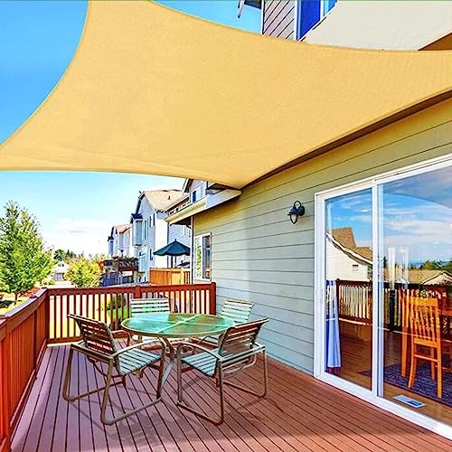 Sonnensegel Balkon Sonnenschutz Garten Wasserdicht Terrasse Mit Ösen 75% UV Schutz HDPE Beschattung Gewächshaus 2x4m 3x3m 4x5m 5x5m 6x8m Beige (Size : 2x4m(6.5x13.1ft)) von YQYHNB