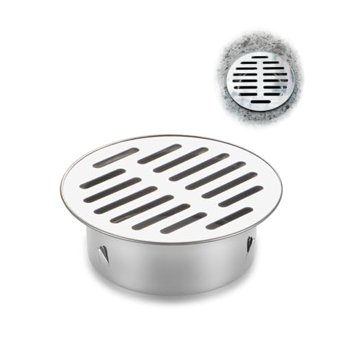 YQYHNB 90mm Bodenablauf Aussen Bodenablauf Keller Hofablauf, BOdenablauf Dusche, Hofablauf BOdenablauf Filter Edelstahl FüR Abflussrohre Auspuffrohre Dachbalkon(201 Material,110mm(4.5in)) von YQYHNB