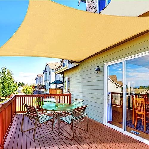 YQYHNB Sonnensegel Balkon Sonnenschutz Garten Wasserdicht Terrasse Mit Ösen 75% UV Schutz HDPE Beschattung Gewächshaus 2x4m 3x3m 4x5m 5x5m 6x8m Beige(Größe:2x2.5m(6.5x8.2ft)) von YQYHNB