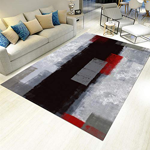 YQZS Weiche Einfache Teppiche Für Wohnzimmer Schlafzimmer Abstrakter grau-schwarzer Druck Rechteckiger Deko-Teppich，160X230cm(63X90inch) von YQZS