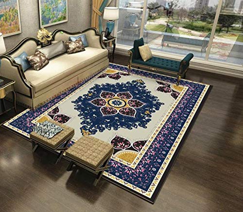YQZS Wohnzimmer Studie Schlafzimmer Esstisch Teppich Klassische Blaue Blütenblätter weiches Gefühl und kompakte Bauweise mit,200X300(79X119inch) von YQZS