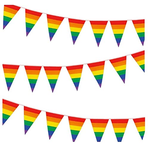 Gay Pride Flagge Regenbogen Flagge Banner, bunte Wimpel Banner Streifen 5 m Dreieck Flaggen Wimpelkette für Party, Feier, Zuhause, Schule, Bars, Restaurants, Gartendekoration von YQkoop