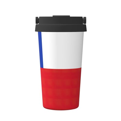 Kaffeetasse mit Motiv "Flagge von Chile", auslaufsichere Kaffeetasse mit Deckel, Kaffee-Thermoskanne, zum Verschenken oder für den täglichen Gebrauch von YQxwJL