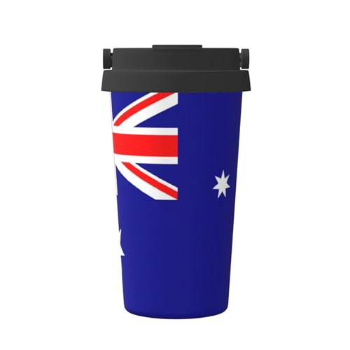 Kaffeetasse mit australischer Flagge, auslaufsichere Kaffeetasse mit Deckel, Kaffee-Thermoskanne, zum Verschenken oder für den täglichen Gebrauch von YQxwJL