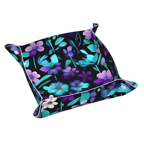 Ledertablett mit Blumendruck, Violett und Blaugrün, Schreibtisch-Aufbewahrung, Auffangbehälter, dekoratives Tablett, Nachttisch-Caddy-Tablett Ledertablett mit Blumendruck, Violett und Blaugrün, Schreibtisch-Aufbewahrung, Auffangbehälter, dekoratives Tablett, Nachttisch-Caddy-Tablett von YQxwJL