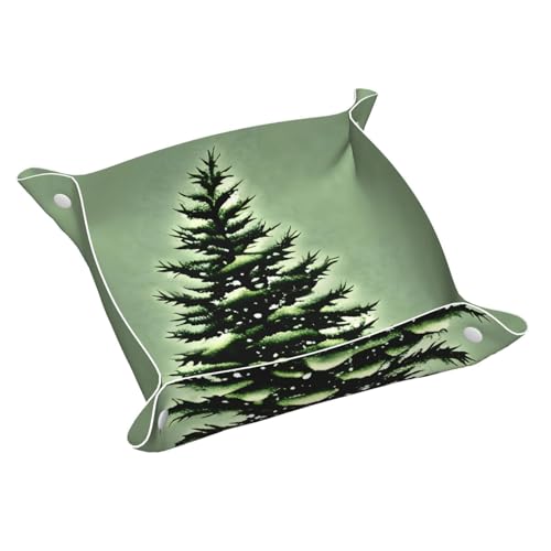 Tablett aus Leder mit Kiefernnadelbaum, Winterlandschaft, bedruckt, Schreibtisch-Aufbewahrung, Auffangbehälter, dekoratives Tablett, Nachttisch-Caddy-Tablett Tablett aus Leder mit Kiefernnadelbaum, Winterlandschaft, bedruckt, Schreibtisch-Aufbewahrung, Auffangbehälter, dekoratives Tablett, Nachttisch-Caddy-Tablett von YQxwJL