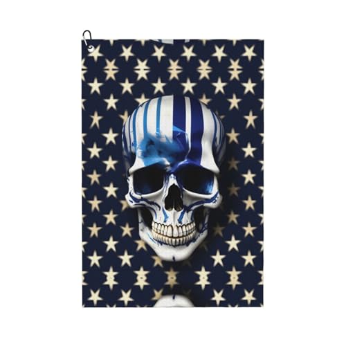 YQxwJL Golf-Handtuch mit blauen Streifen und Sternen und Totenkopf-Druck, Waffeltuch, ultra-saugfähiges Mikrofaser-Golf-Handtuch, Geschenk für Männer und Frauen YQxwJL Golf-Handtuch mit blauen Streifen und Sternen und Totenkopf-Druck, Waffeltuch, ultra-saugfähiges Mikrofaser-Golf-Handtuch, Geschenk für Männer und Frauen von YQxwJL