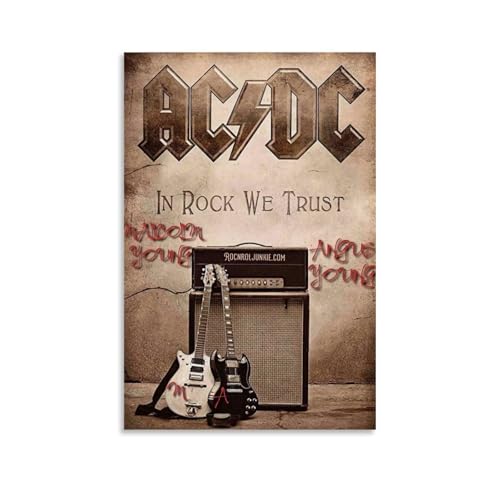 YRAEYWAER AC DC (4) Poster, ästhetische Dekoration, Wohnzimmer, Wohnzimmer, Wandkunst, Dekoration, Poster, 20 x 30 cm, ungerahmt, 4 Stück von YRAEYWAER