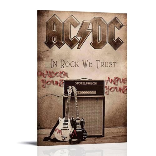 YRAEYWAER AC DC (4) Poster, ästhetische Dekoration, Wohnzimmer, Wohnzimmer, Wandkunst, Dekoration, Poster, 50 x 75 cm, Rahmenstil von YRAEYWAER