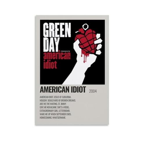 YRAEYWAER Green Day Poster mit amerikanischem , ästhetische Dekoration, Wohnzimmer, Wohnzimmer, Wandkunst, Dekoration, Poster, 40 x 60 cm, ungerahmter Stil von YRAEYWAER