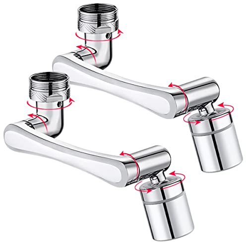YRAKOZIN [2er-Pack] 1440 Grad Drehbarer Multifunktionaler Verlängerungshahn, Wasserhahn Aufsatz mit 2 Einstellbarer Perlator für Küche Bad, 1080° Wasserhahn Verlängerung mit Perlatoren - Silber von YRAKOZIN