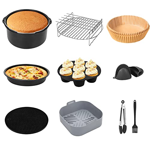 YRAKOZIN Airfryer zubehör 5.5L, [10er-Set] Form für Heißluftfritteuse, Kompatibel mit Cosori Cecotec Innsky Philips Heißluftfritteuse 5,5L-6L-6,4L von YRAKOZIN
