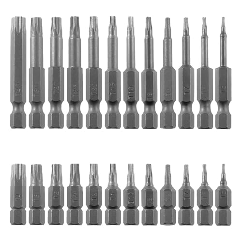 YRAKOZIN 24 Stück Torx Schraubendreher set, Magnetisch Torx Bit Set, T5/T6/T7/T8/T9/T10/T15/T20/T25/T27/T30/T40 Elektrische/Hand Schraubendreher Bit Set (25MM+50MM) von YRAKOZIN