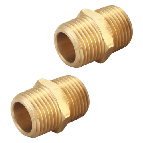 YRAKOZIN [2 Stück] Messing Doppelnippel - 3/4" AG, Außengewinde Ø26.5mm, Trinkwasser Geeignet, Sanitär-Anschlussstücke, Zubehör für Wasserschlauch von YRAKOZIN