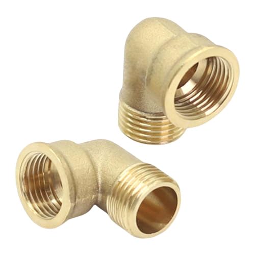 YRAKOZIN [2 Stück] Messing Winkel 90°- 3/4" IG/AG, Innengewinde Ø24mm x Außengewinde Ø26.5mm, Trinkwasser Geeignet, Sanitär-Anschlussstücke, Zubehör für Wasserschlauch von YRAKOZIN
