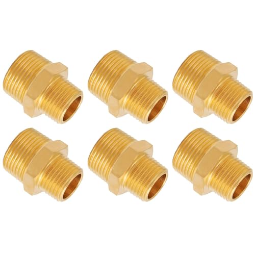 YRAKOZIN [6 Stück] Messing Reduziernippel - 3/4" x 1/2” AG/AG, Außengewinde Ø26.5mm x Außengewinde Ø21mm, Trinkwasser Geeignet, Sanitär-Anschlussstücke, Zubehör für Wasserschlauch von YRAKOZIN