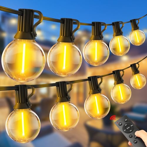 Lichterkette Außen LED Strom Beleuchtung Fernbedienung G40 30m 100ft Outdoor String Lights Dimmbar Aussen Lichterketten Glühbirnen mit IP44 Wetterfest Glühbirne Balkon Terrassenbeleuchtung von YRATERVSR
