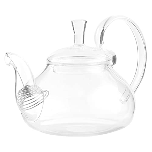 YRHH Glas Teekanne Auslauf Filter Spulensieb, Herdplatte Teekessel Blüte Und Loseblatt Teemaschine, Klare Kristall Teekanne-1200ml von YRHH