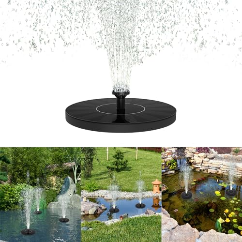 YRHome 1,4W Solar Springbrunnen Rund Solarpumpen Update Teichpumpe Garten Wasserpumpe Schwimmender Solar Panel Brunnen Fontäne Pumpe für Vogelbad, Garten, Fisch-Behälter, Pool, Kleiner teich von YRHome
