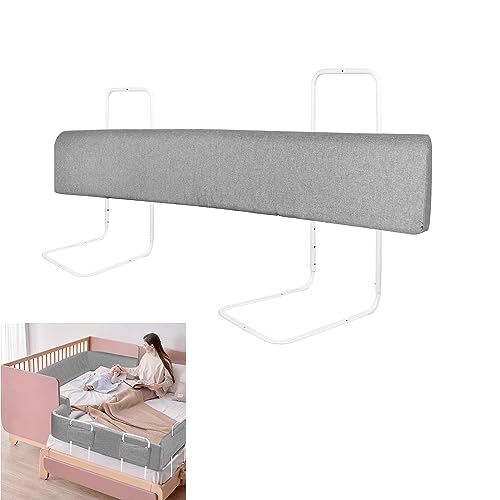 YRHome 1 Stück 150cm Bettgitter Rausfallschutz Kinder Bettkantenschutz Set Höhenverstellbar Kinderbettgitter Schutzgitter für Bett Form Einstellbar mit Reißverschluss für Kleinkinder & Baby- Grau von YRHome