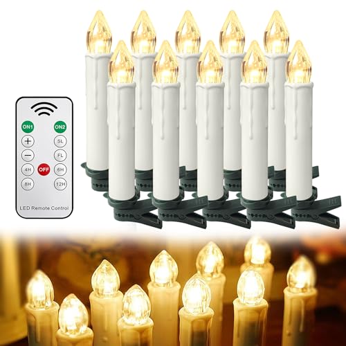 YRHome 10er LED Kerzen Weihnachtskerzen Kabellos Warmweiß mit Timer Fernbedienung & Clips Christbaumkerzen Weihnachtsbaumkerzen für Weihnachtsbaum Weihnachtsdeko Party Hochzeitsdeko Feiertag Dimmbar YRHome 10er LED Kerzen Weihnachtskerzen Kabellos Warmweiß mit Timer Fernbedienung & Clips Christbaumkerzen Weihnachtsbaumkerzen für Weihnachtsbaum Weihnachtsdeko Party Hochzeitsdeko Feiertag Dimmbar von YRHome