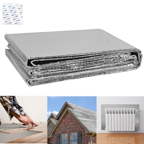 YRHome 10㎡ Isolierfolie Dämmfolie 1x10m Reflexionsfolie Heizung Alu Isoliertapete Aluminium Thermofolie Heizkörper 3-4mm Dicke Isolierungsfolie Wärmedämmung Wärmehaltung von YRHome