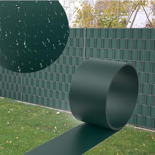 YRHome 10x Sichtschutzstreifen Zaun 2,5m x 19cm Hart PVC Sichtschutz Rolle für Doppelstabmattenzaun Blickdicht Wetterfest Windschutz Zaunfolie Zaunsichtschutz Garten Balkon Gartenzaun Grün von YRHome