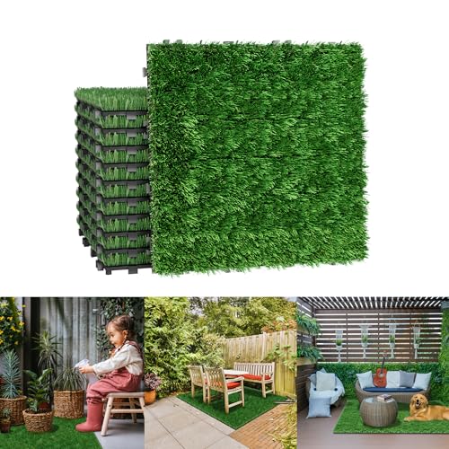 YRHome 11er Set Kunstrasen Outdoor Rasenfliesen Outdoor 30x30 cm Rasenfliesen Bodenbelag Kunstrasenmatte Grasmatte Rasenteppich Grasteppich Kunststoffrasen Kunstrase Aussen für Balkon Terrasse 1m² von YRHome