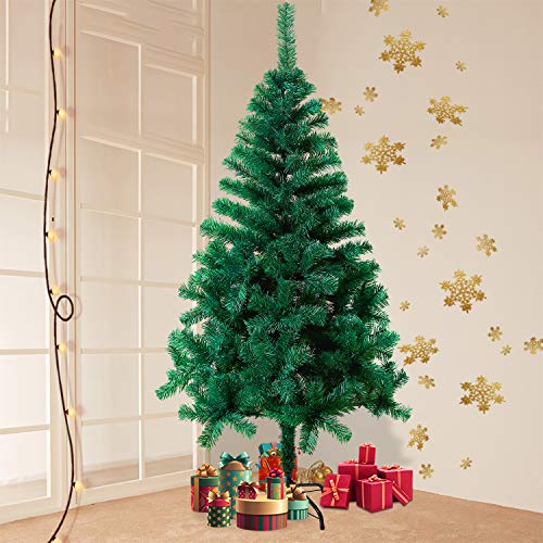 YRHome 150cm Künstlicher Weihnachtsbaum Tannenbaum Grün PVC mit 300 Spitzen Christbaum mit ständer, Schnellaufbau Klappsystem, schwer entflammbar Weihnachtsdeko für Büro, Zuhause und Geschäfte von YRHome