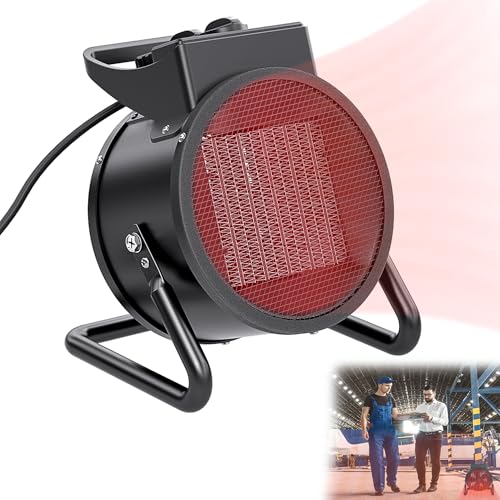 YRHome 2000W Keramik Heizgerät Elektroheizer Heizer Schnellheizer Bauheizer 2 Heizstufen Garage Baustelle Werkstatt, Zwangsluft (Black Typ) von YRHome
