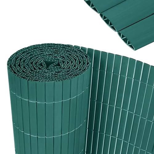 YRHome 200x1000cm PVC Sichtschutzmatte Stabile W-Form Sichtschutzzaun Balkon Balkonsichtschutz Sichtschutz mit Kabelbindern Windschutz Wetterfest UV-beständig für Garten Terrasse, Grün von YRHome