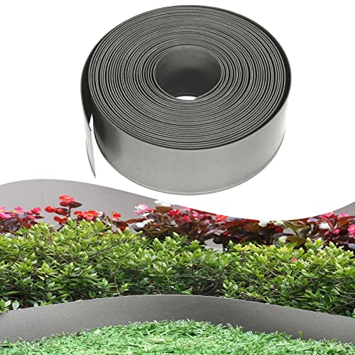 YRHome Rasenkante Kunststoff Beeteinfassung Mähkante Rolle -20m Lang 12cm Hoch Beetumrandungen Garten Rasenmähkante für Raseneinfassung Blumenbeet Gartenumrandung, Grau von YRHome