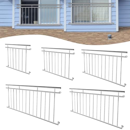 YRHome 225x90cm Französischer Balkon Edelstahl Geländer Balkongeländer Terrassengeländer Pflegeleicht Füllstäbe Stabgeländer Balkongitter Balkonbrüstung Fensterschutz von YRHome