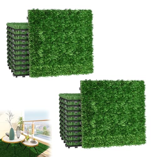 YRHome 22er Set Kunstrasen Outdoor Rasenfliesen Outdoor 30x30 cm Rasenfliesen Bodenbelag Kunstrasenmatte Grasmatte Rasenteppich Grasteppich Kunststoffrasen Kunstrase Aussen für Balkon Terrasse 2m² von YRHome