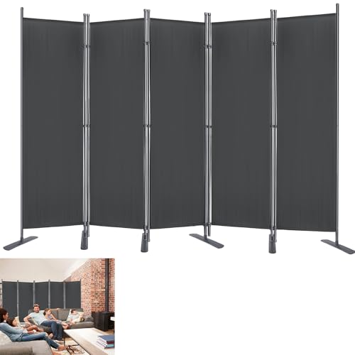 YRHome 280x180cm 5 Teilig Paravent Trennwand Balkon Stellwand Sichtschutz aus Stoff Faltbar Sichtschutzwand für Balkon Büros Anthrazit von YRHome
