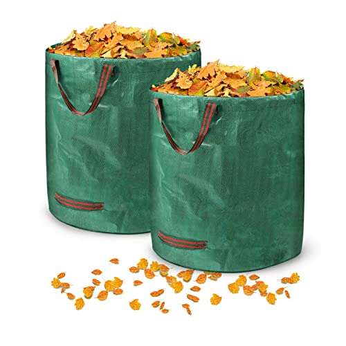 YRHome 2X Gartenabfallsack Gartensack Laubsack Gartensäcke 272L 150g/m² doppelter Boden UV-Beständig Wasserdicht Stabil Selbststehender Faltbar Wiederverwendbare Für Laub & Grünschnitt Gartenabfall von YRHome