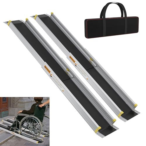 YRHome 2X Teleskop Rollstuhlrampe 76-122cm Verstellbare Teleskoprampe Anti-Rutsch und Tragbar Teleskop-Rampe bis 300 kg für Manuelle Rollstühle Aluminium Rampe für Treppen und Schwellen YRHome 2X Teleskop Rollstuhlrampe 76-122cm Verstellbare Teleskoprampe Anti-Rutsch und Tragbar Teleskop-Rampe bis 300 kg für Manuelle Rollstühle Aluminium Rampe für Treppen und Schwellen von YRHome
