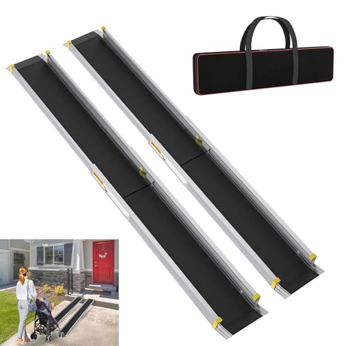 YRHome 2X Teleskop Rollstuhlrampe 91-152cm Verstellbare Teleskoprampe Anti-Rutsch und Tragbar Teleskop-Rampe bis 300 kg für Manuelle Rollstühle Aluminium Rampe für Treppen und Schwellen YRHome 2X Teleskop Rollstuhlrampe 91-152cm Verstellbare Teleskoprampe Anti-Rutsch und Tragbar Teleskop-Rampe bis 300 kg für Manuelle Rollstühle Aluminium Rampe für Treppen und Schwellen von YRHome