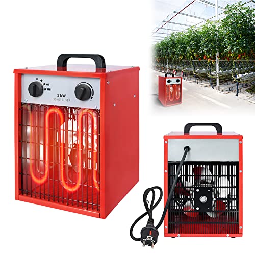 YRHome 3KW Heizlüfter Elektroheizer Heizgerät Elektroheizung Industrie 3 Heizstufen Elektroheizer Heizluefter Überlastschutz Thermostat Heizgebläse für Innenund Außeneinsatz 220-240V Netzspannung von YRHome