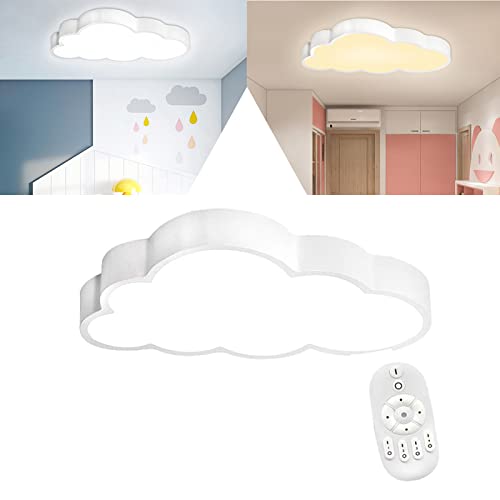 YRHome 48W Dimmbar Wolke LED Deckenleuchte Deckenlampe Wolke Effektlampe Acryl IP44 mit Fernbedienung Kinderzimmer Kinderlampe Ultra-dünne Schlafzimmer Kinderzimmerlampe von YRHome