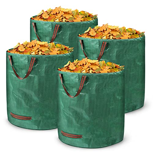 YRHome 4X Gartenabfallsack Gartensack Laubsack Gartensäcke 272L 150g/m² doppelter Boden UV-Beständig Wasserdicht Stabil Selbststehender Faltbar Wiederverwendbare Für Laub & Grünschnitt Gartenabfall von YRHome