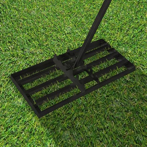 YRHome 50x25cm Rasen Rakel Rakel zum Sanden Abziehen Rasen Nivellierrechen Rasenwerkzeug Flächenebner Levelingrake Leveler Lawnleveling mit ergonomischem Griff für Hinterhof Golfplatz Garten, Schwarz von YRHome